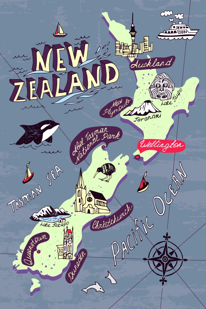 Карта Новой Зеландии