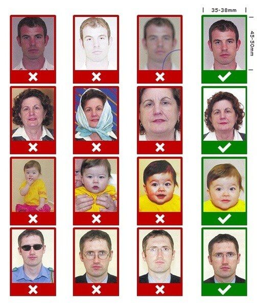 Пример фотографии на визу в Ирландию