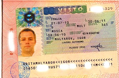 Work visa to Italy
